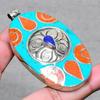 Chunky Vintage Nepal Pendant 2.8" Natural Lapis lazuli Turquoise Coral NP 2442