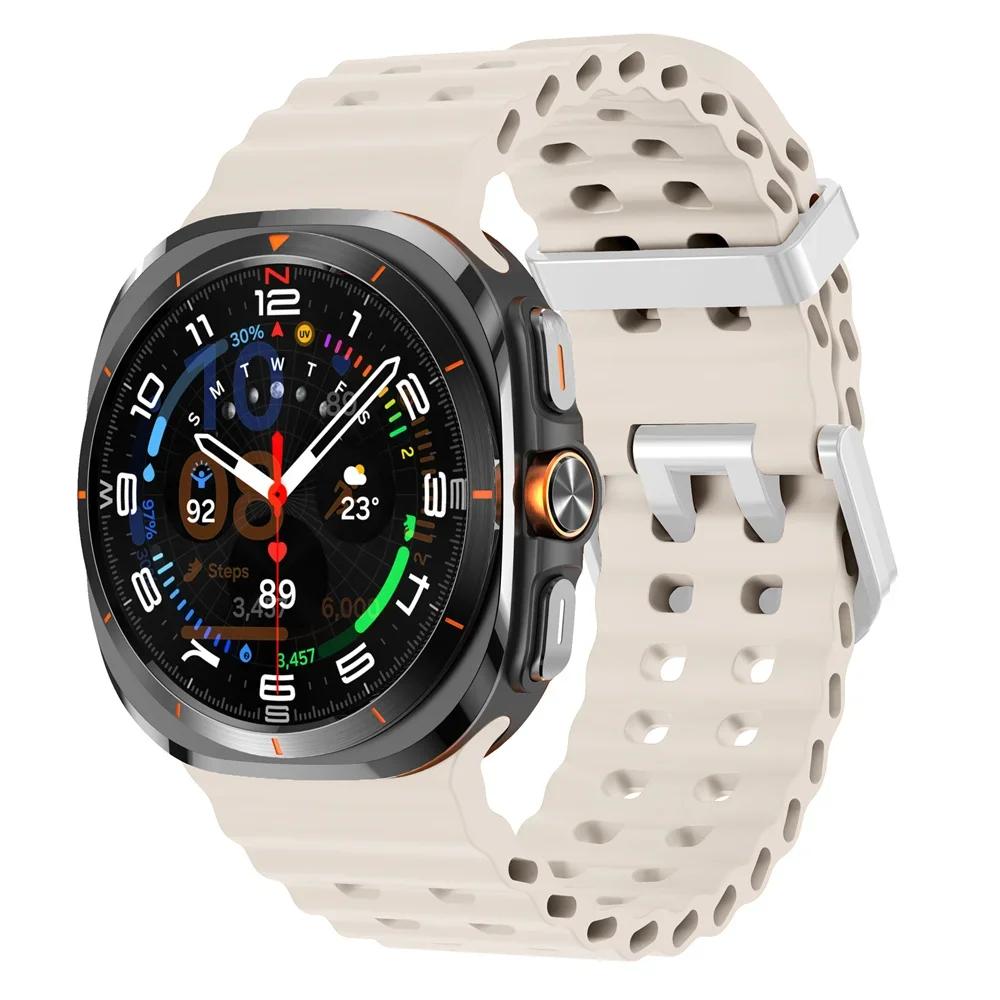 Аксессуары для Galaxy Watch Ultra Синий ремешок Силиконовый спортивный браслет ремешок Для Samsung Galaxy Watch 7 Ultra 47 мм Оригинальный ремешок