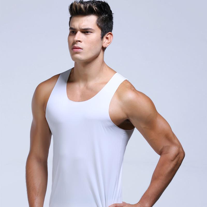 Мужская бесшовная майка-борцовка из ледяного шелка