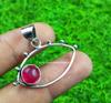 Ruby Garnet Gemstone 925 Sterling Silver Plated Eye Shape Pendant ESP-274