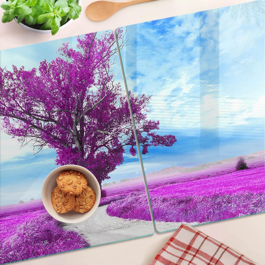 Deski Kuchenne Szklane Do Serwowania Z Grafiką Drzewo I Ścieżka 2X40X52 Cm
