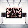 2D Black & Rose Gold Glitter 20th Birthday Party Decoration Background