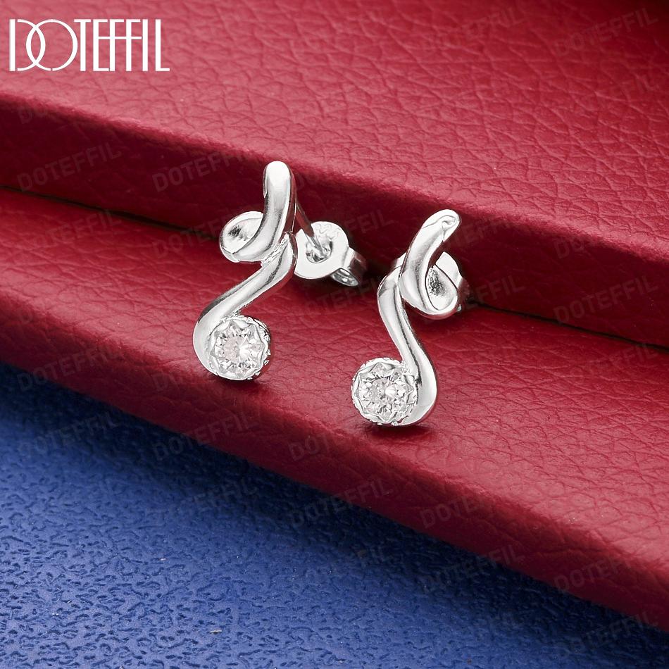Серьги-подвески из стерлингового серебра 925 пробы с кубическим цирконием AAA в виде ноты - Банкетные украшения