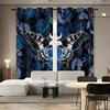 2 шт. штор в готическом стиле с рисунком черепа и мотылька, синей розы, для украшения спальни и гостиной