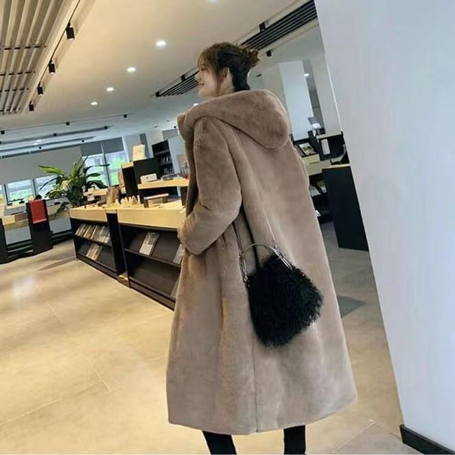 Women's Artificial Fur Coat Women's Autumn And Winter Loose Plush Thickened Hooded  Coat