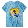 New Women's Tie Dye Short Sleeved Sunflower Butterfly Street Loose Cotton T-shirt for Spring and Summer