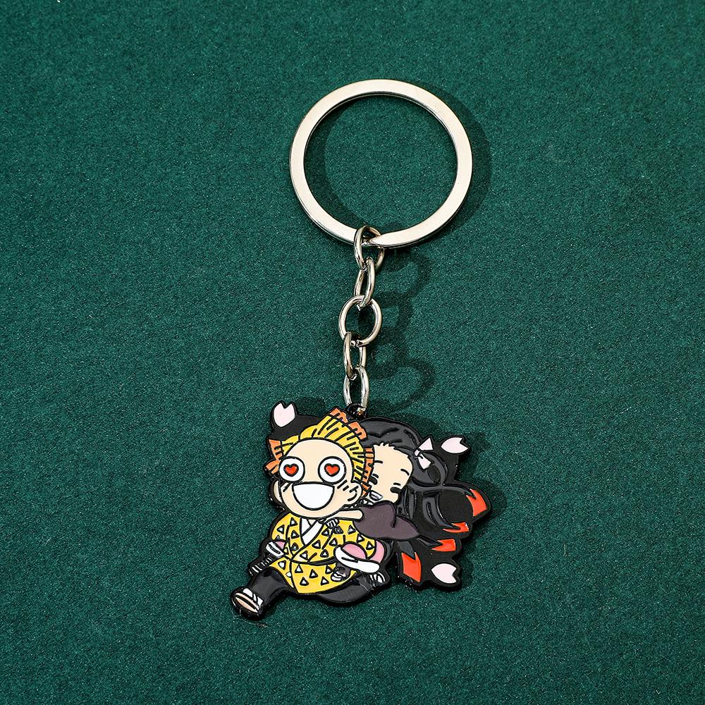 Demon Slayer Metal Keychain Kamado Tanjirou Trendy Fashion Key Ring Versatile Pendant Decor Accessories Gifts