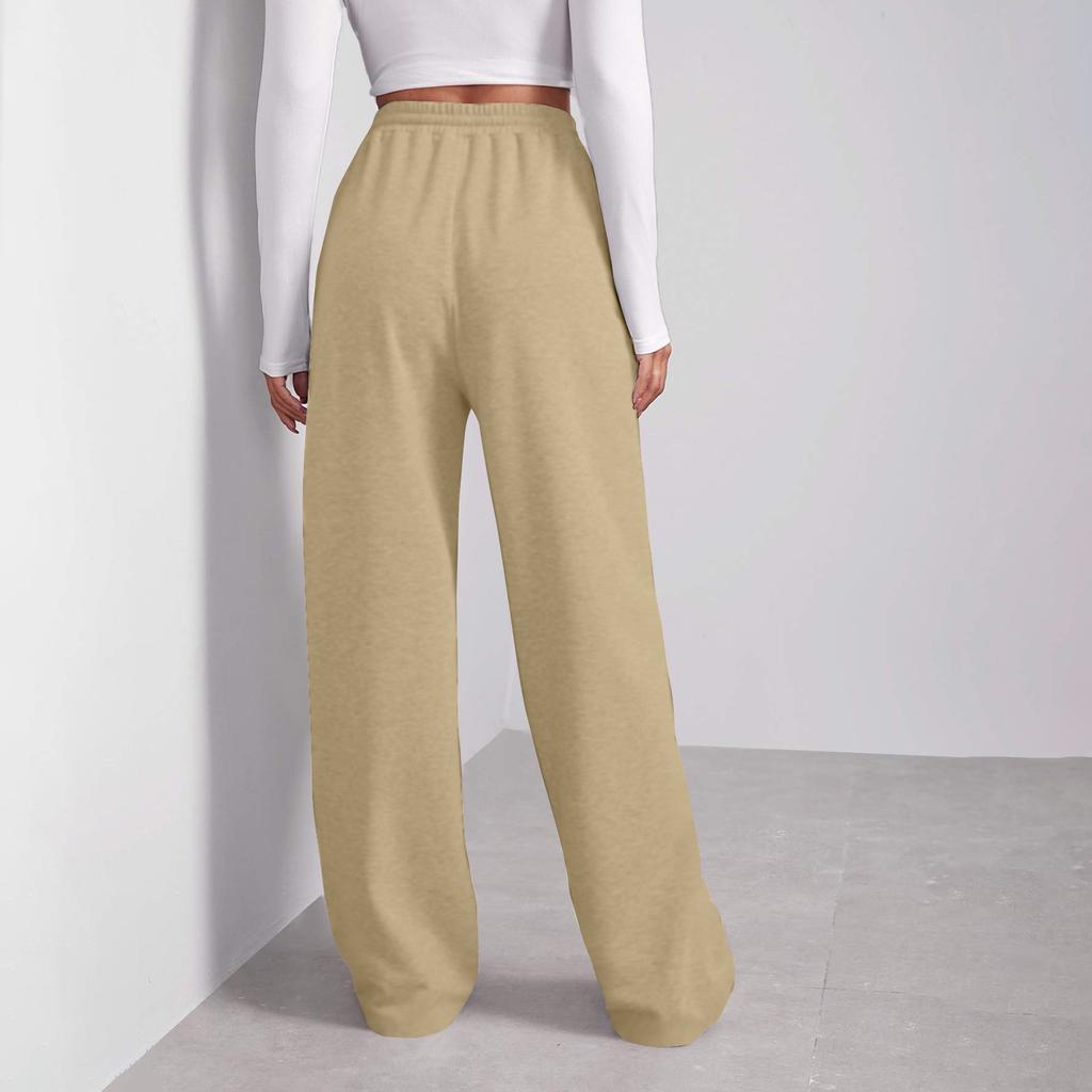 Женские зимние спортивные штаны, однотонные повседневные брюки, женские флисовые спортивные штаны, широкие прямые брюки