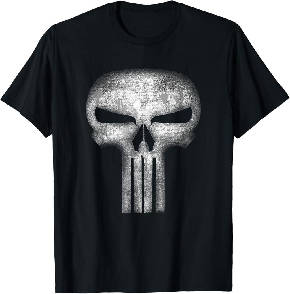 Marvel Punisher Classic Skull Icon Distressed Chest Logo T-Shirt