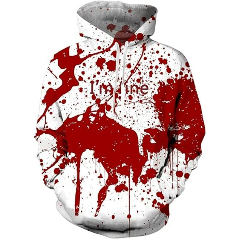 Весенне-осенняя мода мужская толстовка с капюшоном с кровавым графическим 3D-принтом, повседневная толстовка для мальчика, женский оверсайз топ, одежда