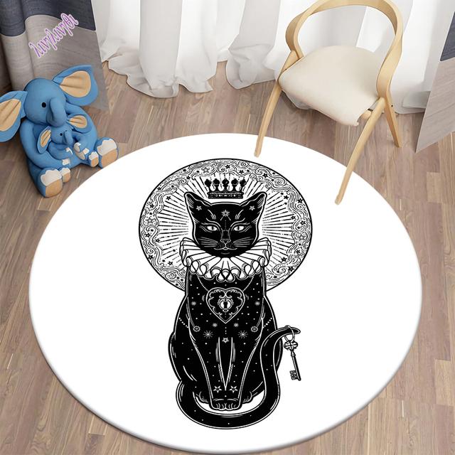 Таинственный черный кот круглый декоративный ковер гадальная подушка гадальный ковер для отеля домашний декор гостиная альфомбра