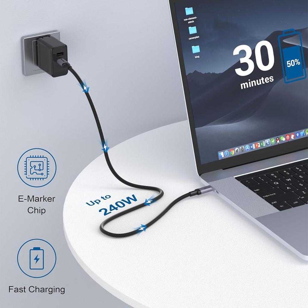 1.5m USB4 USB-C to USB-C Cable 240W Fast Charging 40Gbps Data Transfer 8K 60Hz Type-C Cord