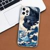 Эстетический чехол для телефона с изображением кота и морской волны для Apple iPhone 11 12 13 15 14 Pro 7 XR X XS Max 8 Plus + Mini SE, мягкий мягкий принт с индивидуальным принтом