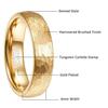 6mm 4mm 18k Gold Plated Hammered Tungsten Carbide Ring Domed Comfort Fit Engagement Ring Size 5-12