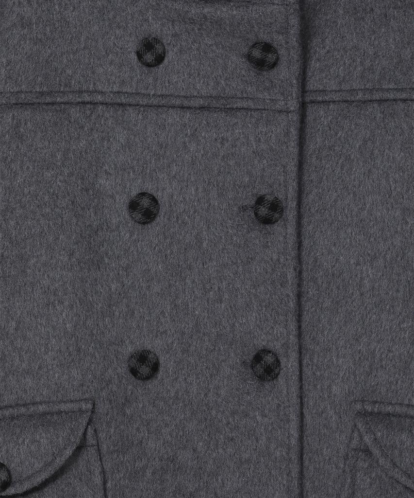 BAUF Check Double Button Half Coat [Grey]