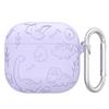 Silicone Case Protector with Carabiner Engraved Flower Dinosaur Case Soft Silicone Skin Protective Case for AirPods 4 Gen (2025)