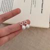Geometric French Imitation Pearl Stud Earrings Women's Light Luxury Ins Cold Wind Earrings Niche Temperament Circle Commuter Jewelry