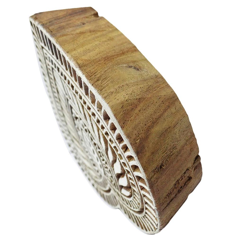 Деревянный блок в форме сердца цветочный дизайн ручной работы этническая ткань печать штамп