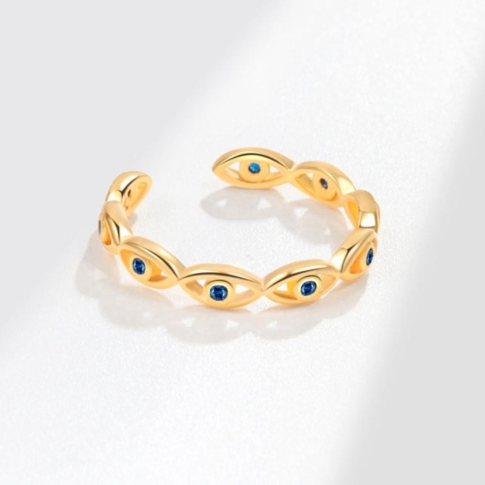 Unique Turkish Ring Adjustable Blue Zircon Ring Lucky Demon Eye Open Ring Gift