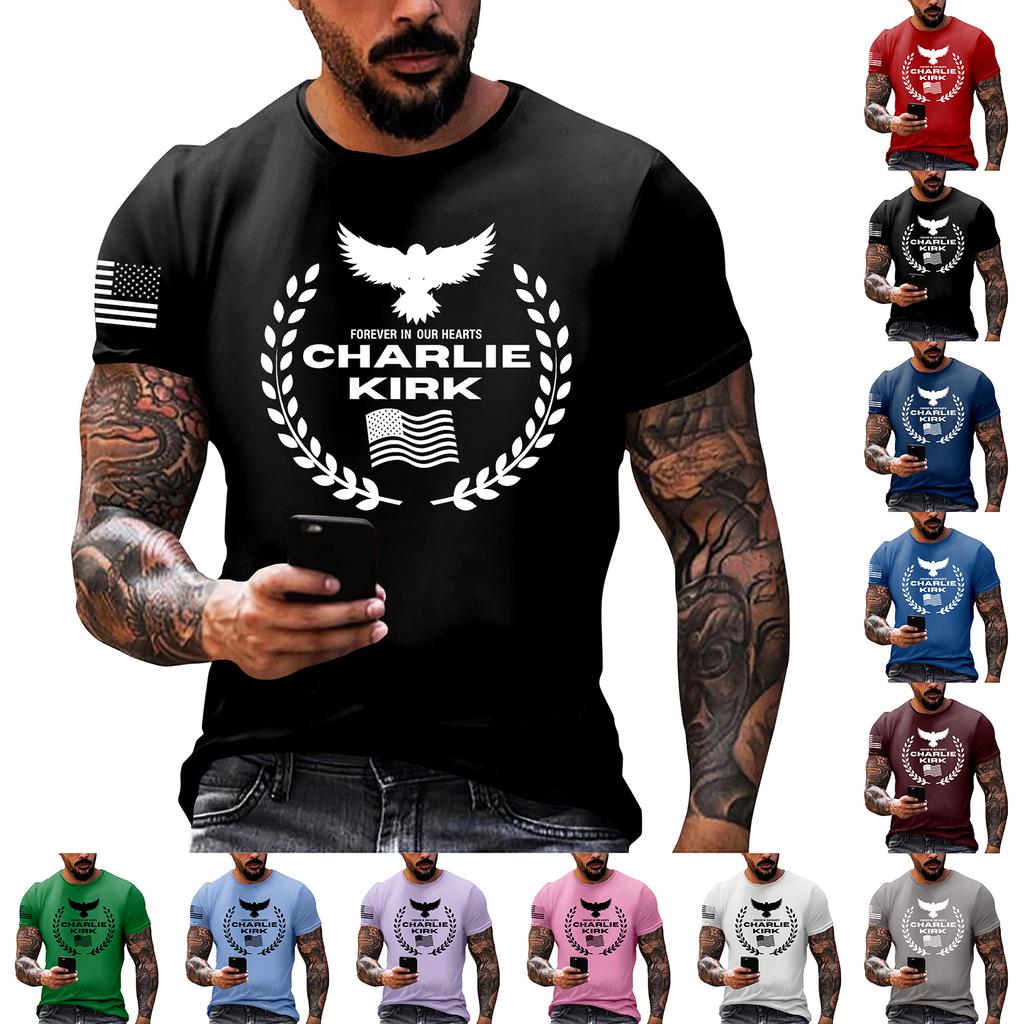 Fashionable Round Neck Short Sleeve Work Clothes Printed Tops For Mens Summer Tops