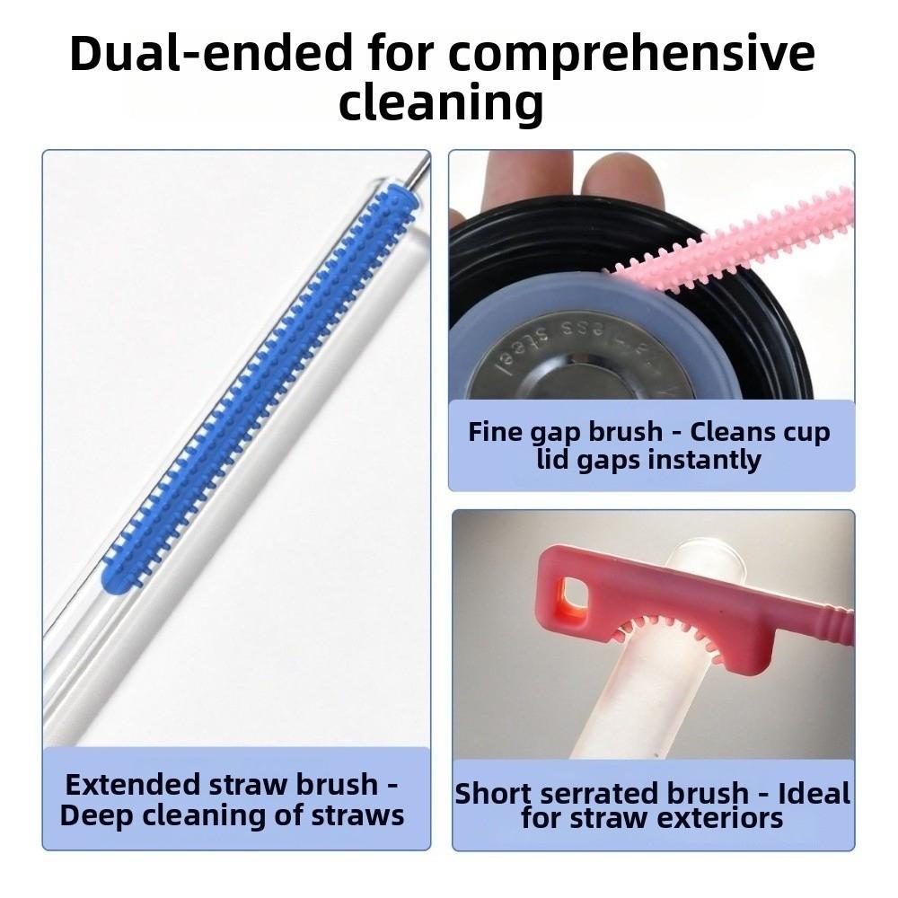 Dual-head Design Silicone Straw Brush Bendable Bottle Brush Extra Long Brush Pacifier