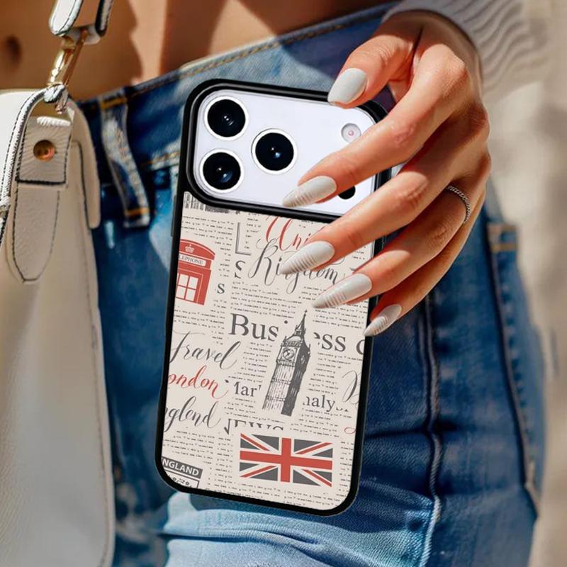 Чехол для телефона 'Газета с надписью London' Для iPhone 17 Air 14 15 13 12 Max Чехол Для Apple 16e 11 Pro Max Plus Coque