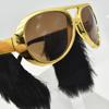 Novelty Gold Sunglasses Funny Beard Glasses 70S Disco Costume Presley Props Funny Glasses With Party Favor