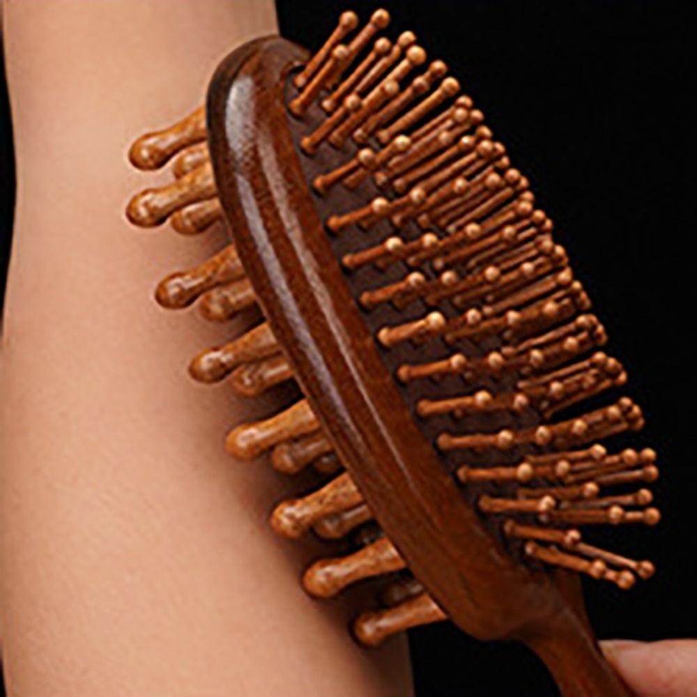 Двусторонняя сандаловая расческа с воздушной подушкой, антистатическая, массажная, деревянная расческа, расческа для ухода за волосами, щетка, мужская