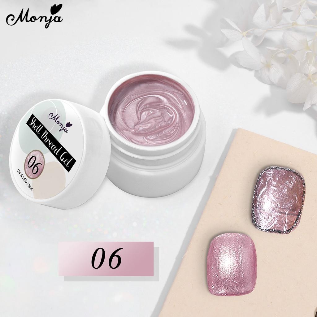 monja Nail Art 5 мл Pearl Shell Spiral Glitter Pearly Semi Permanent Nail UV Gel Varnish DIY Manicure Design Tool 14 Solid Colors