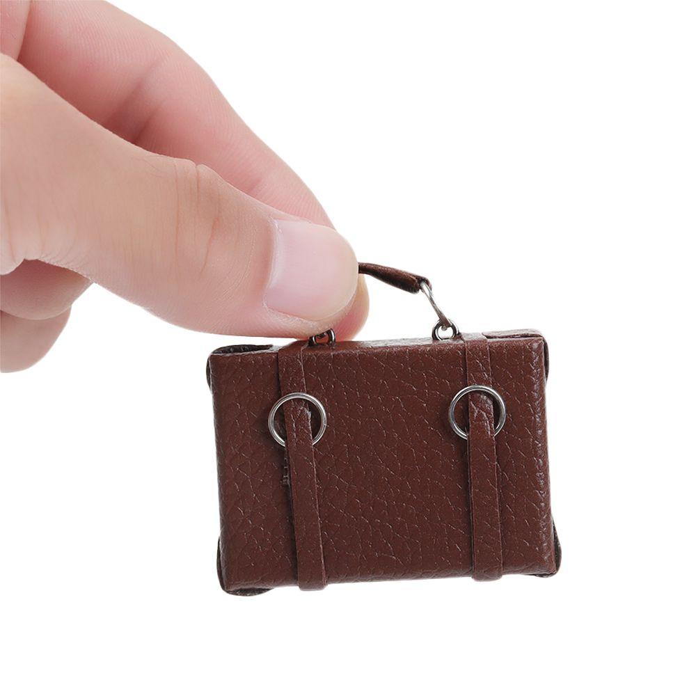 Furniture Play House Vintage Wood Box Miniature Portable Trunk Mini Suitcase Doll Leather Luggage