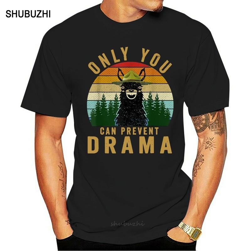 Only You Can Prevent Drama Llama Camping Vintage Funny Black T-Shirt S-6Xl Funny Design Tee Shi