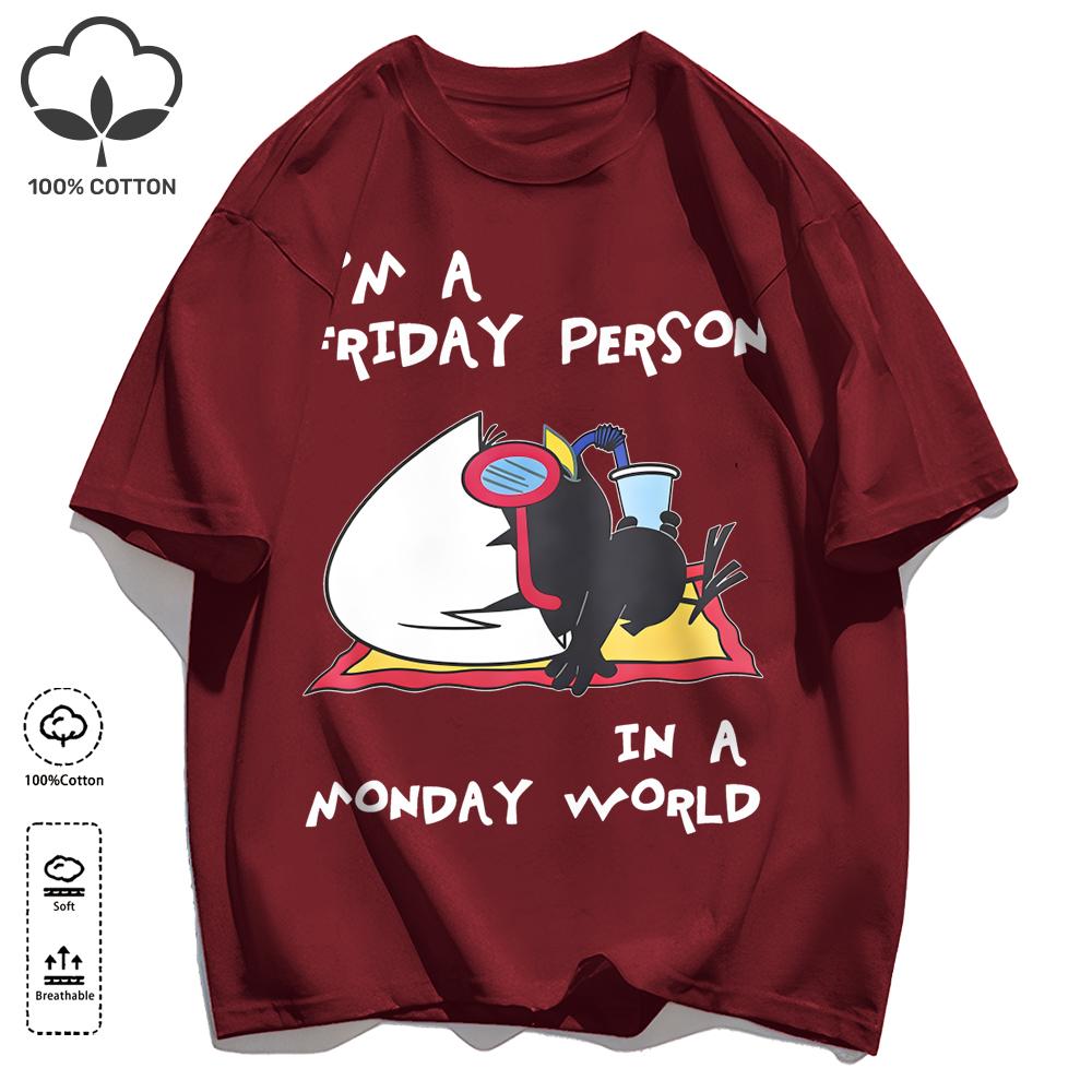 Sleeping In A Monday World Printing Retro Unisex T-Shirts Loose Cotton T Shirt Trendy Summer Tee Unisex Fashion Sports Clothes