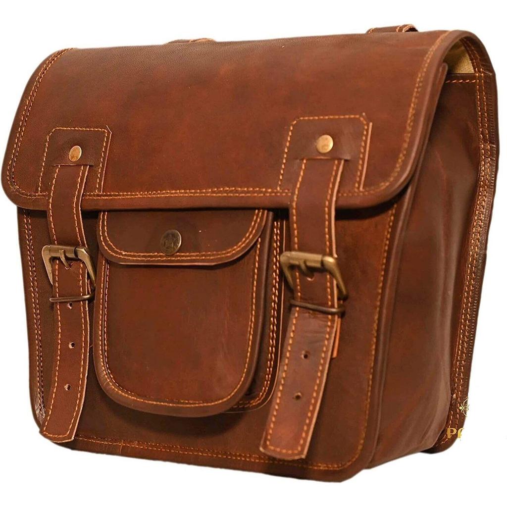 Кожаный комбинированный комплект 9x11 для седельной сумки мотоцикла, ДВЕ коричневые боковые сумки, кофры