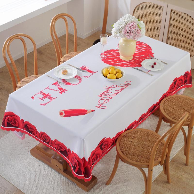 Скатерть 1шт водонепроницаемая и жиростойкая обеденная столовая обитая полиэфирной тканью