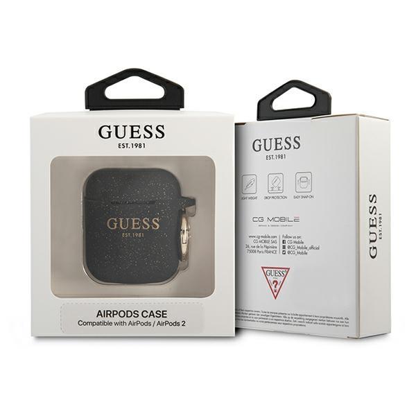 Guess Gua2Sggek Airpods 1/2 Coverczarny/Black Silicone Glitter