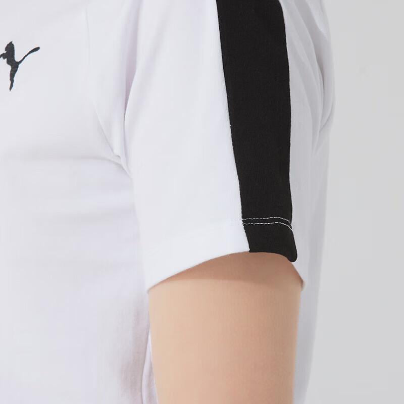 Puma T7 Color Block Slim Fit Sports Casual Crew Neck Short Sleeve T-Shirt Women Tops White 632925-02