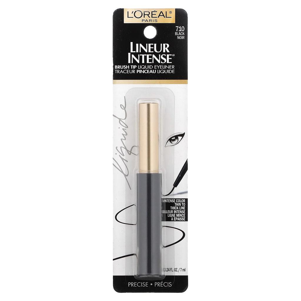 L'Oréal, Lineur Intense, Жидкая подводка для глаз с кисточкой, 710 Черный, 7 мл (0.24 жидких унции)