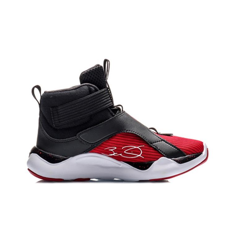Li Ning High Top Basketball Shoes Kids Sneakers Black Red YKBQ004-1