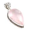 Natural Rose Quartz Gemstone 925 Solid Sterling Silver Jewelry Pendant 1.8" C5u56