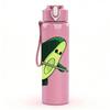 1PC Avocado Play Tennis Cartoon Print 750ml Color Plastic Sports Water Bottle Leakproof Flip Straw Lid Suitable for Sports Office Home Use