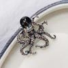 Sparkly Octopus Brooch Rhinestone Octopus Brooch Pin Sea Creature Lapel Pin Accessory for Men Women Ocean Lovers Sweaters Coats Scarves