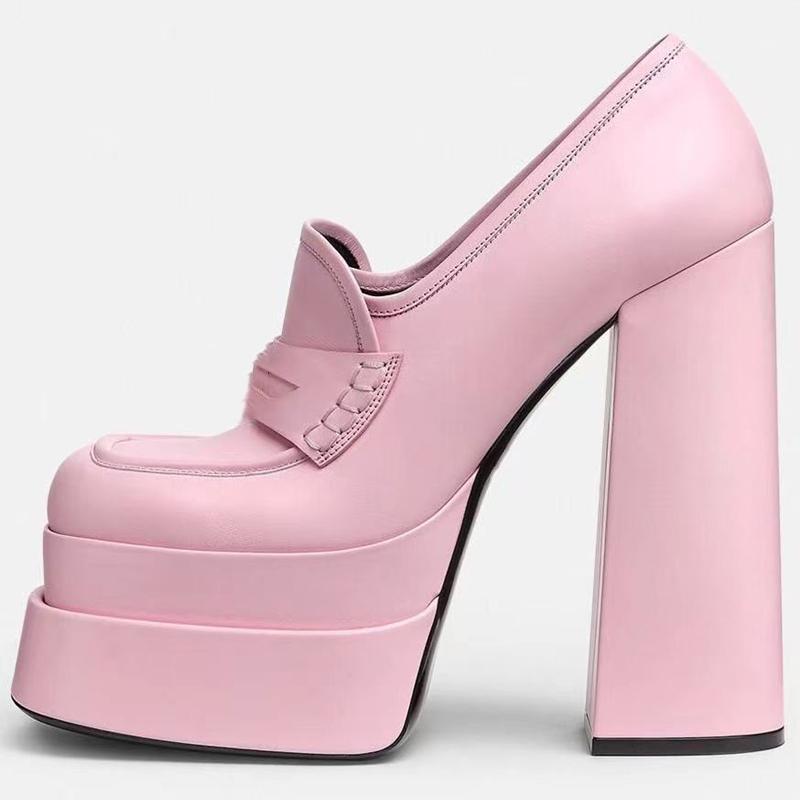 Женские туфли-лодочки на высоком непромокаемом высоком каблуке, туфли на платформе с квадратным носком, женские вечерние вечерние пикантные туфли, большой размер