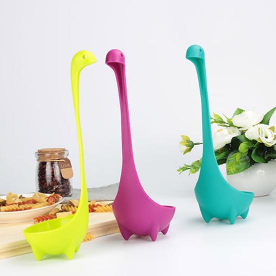 Половник для супа в форме симпатичного динозавра, противоскользящая длинная ручка, вертикальная пищевая посуда, силиконовая ложка для сервировки, кухонные принадлежности
