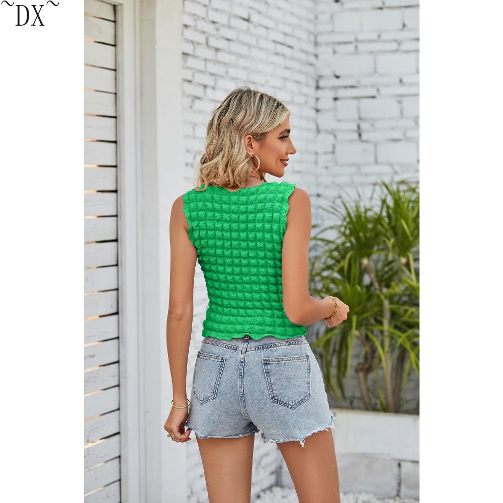 DX ~ ~ трансграничное женское летнее и летнее новое короткое платье Amazon с попкорном с открытым пупком, сексуальный топ на бретелях для пикантных девушек