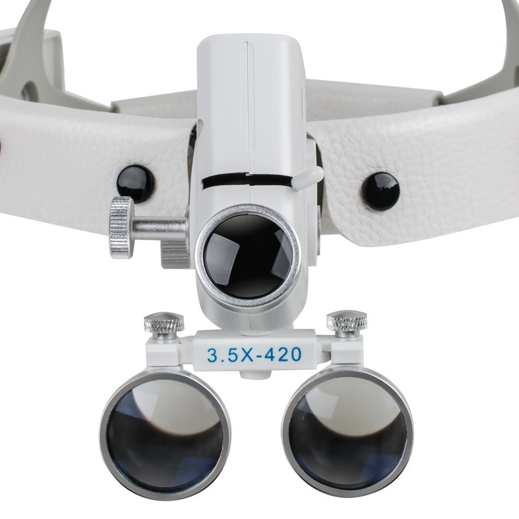 3.5X-420 Optical Dental Binocular Loupes Glasses Head Band Magnifier with LED Light