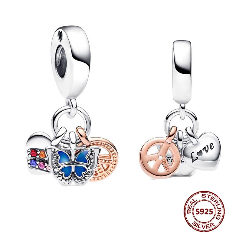 Подвески-хамелеоны, подходят модные оригинальные браслеты, серебро 925 пробы, циркон, осьминог, черепаха, бусина, бабочка, светлячок, подвеска, DIY изготовление ювелирных изделий