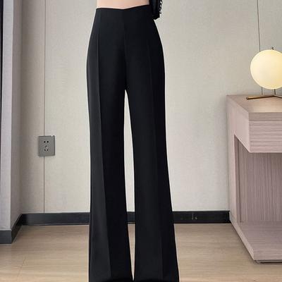 Серые брюки-костюмные микро-пулл класса люкс женские осенние новые модные с высокой талией узкого кроя прямого покроя широкие брюки