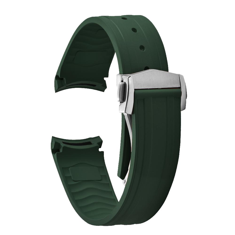 20 мм Новый Мягкий Фторкаучук FKM Изогнутый Конец Для Ремешка Omega Для Seamaster 300 Дайвинг-Ремень Запасной Браслет Часов С Складной Пряжкой