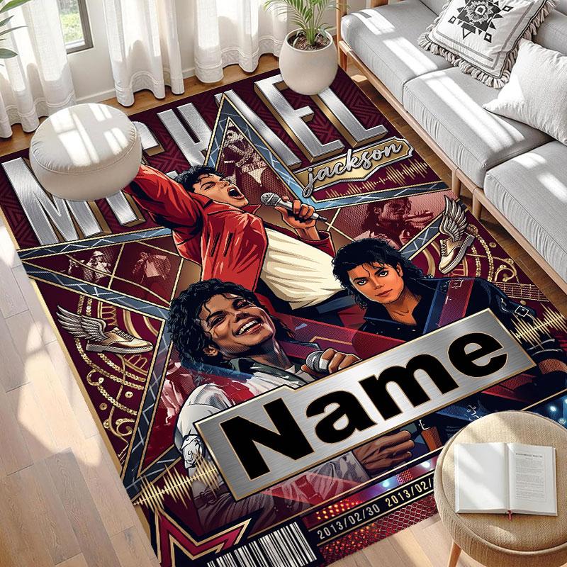 Custom Name Personalized Michael Jackson POP Print Carpet, Versatile Home Decor Rug, for Playroom, Apartment, Balcony, Entryway, Hallway Gift