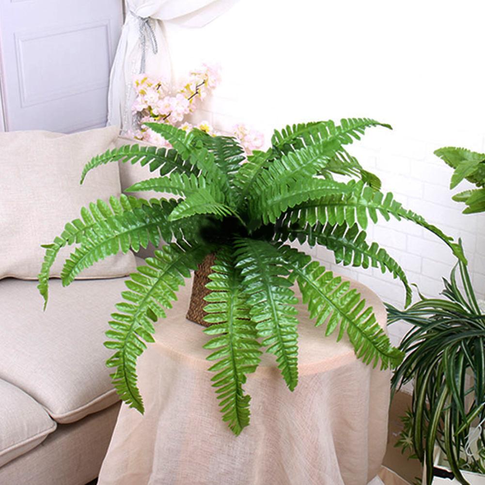 Fake Fern Artificial Plants Boston Fern Plants Plastic Green Bush Plant Fake Grass Leaves Decor Faux Plants for Office Garden